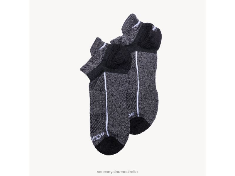 Saucony Men Inferno Merino Wool Blend No Show 3-Pack Sock 8460X472 Grey Marl