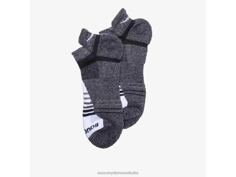 Saucony Men Inferno Merino Wool Blend No Show 3-Pack Sock 8460X472 Grey Marl