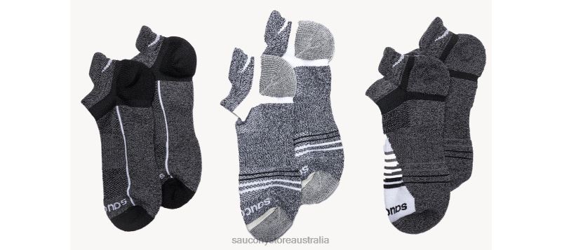 Saucony Men Inferno Merino Wool Blend No Show 3-Pack Sock 8460X472 Grey Marl