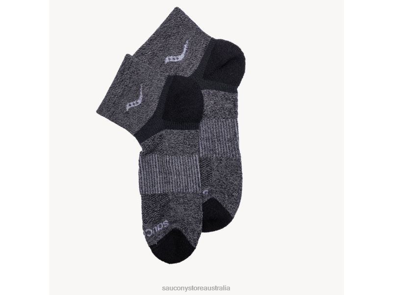 Saucony Men Inferno Merino Wool Blend Quarter 3-Pack Sock 8460X473 Grey Marl
