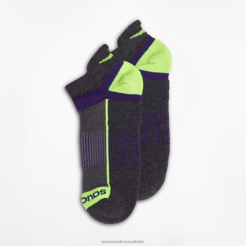 Saucony Men Inferno No Show Tab 3-Pack Socks 8460X474 Charocal Assorted