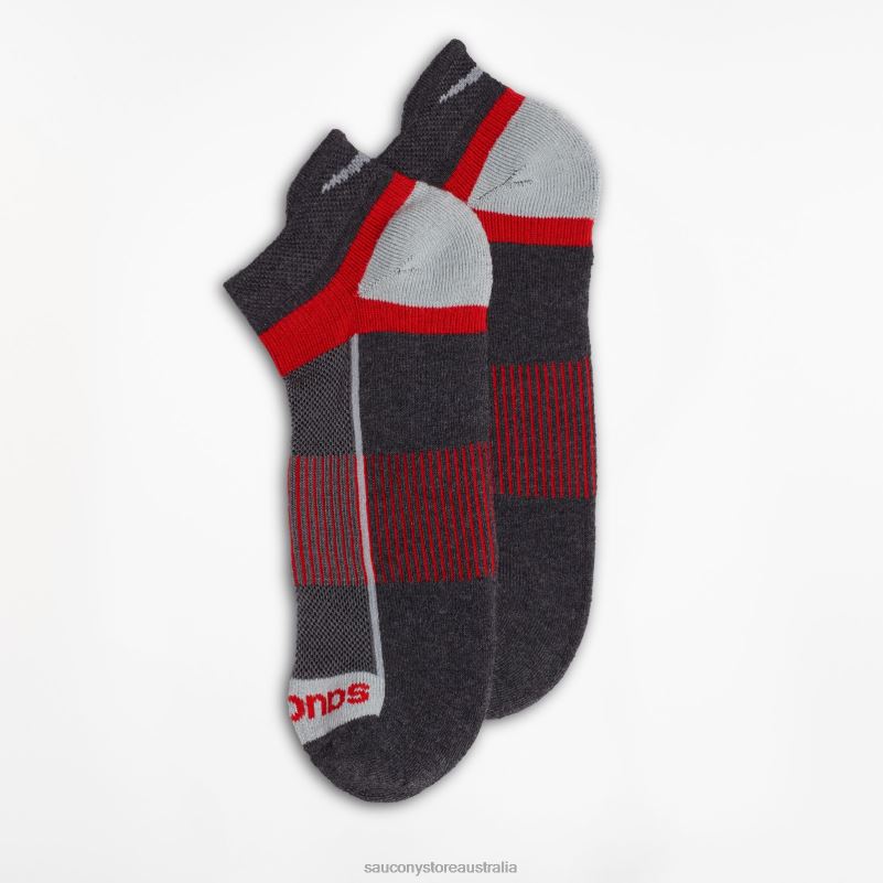 Saucony Men Inferno No Show Tab 3-Pack Socks 8460X474 Charocal Assorted