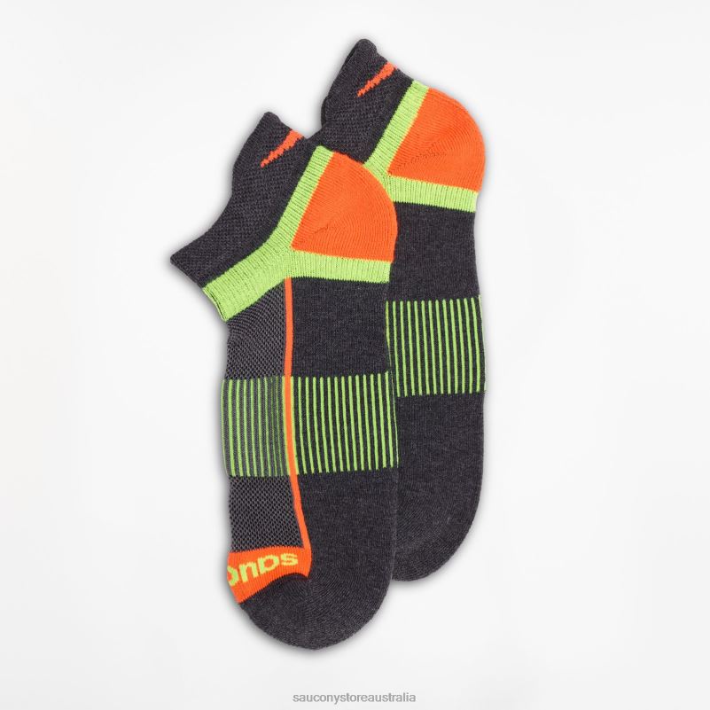 Saucony Men Inferno No Show Tab 3-Pack Socks 8460X474 Charocal Assorted