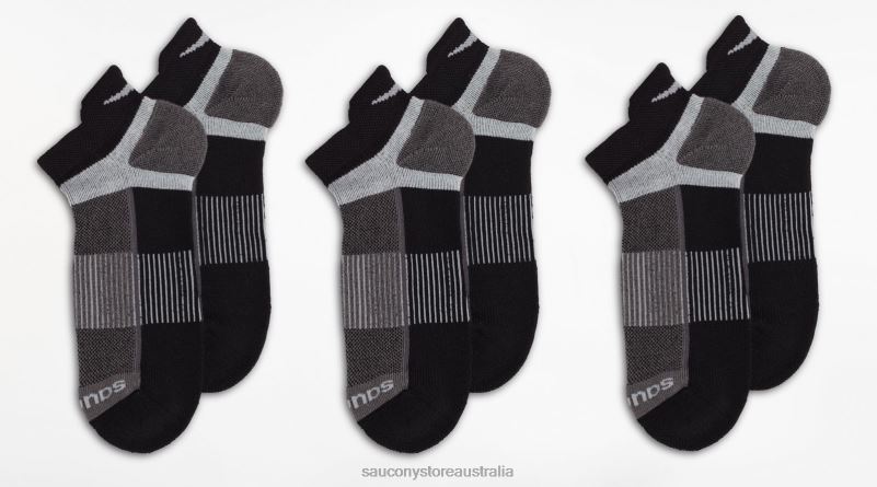 Saucony Men Inferno No Show Tab 3-Pack Socks 8460X476 Black