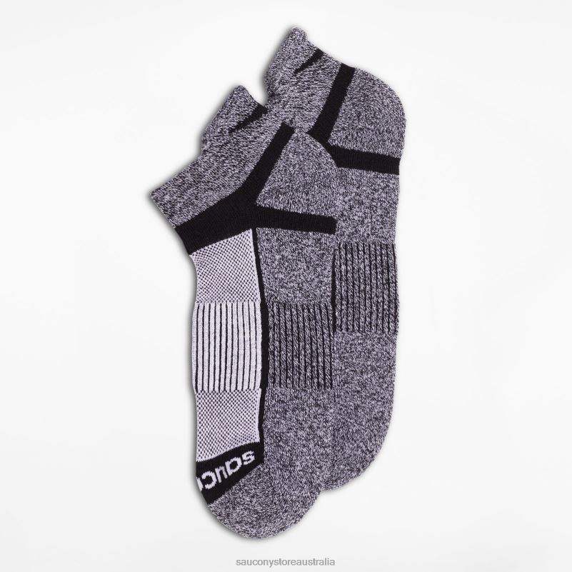 Saucony Men Inferno No Show Tab 3-Pack Socks 8460X478 Black/White/Marl