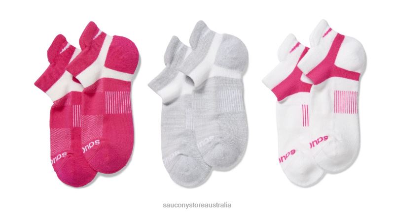 Saucony Men Inferno No Show Tab 3-Pack Socks 8460X486 Pink