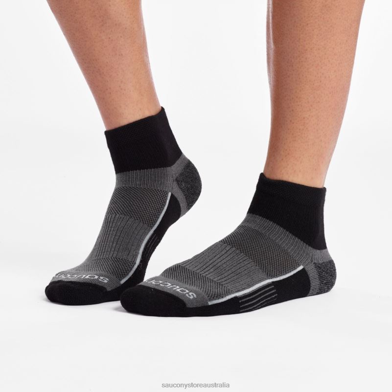 Saucony Men Inferno Quarter 3-Pack Socks 8460X481 Black