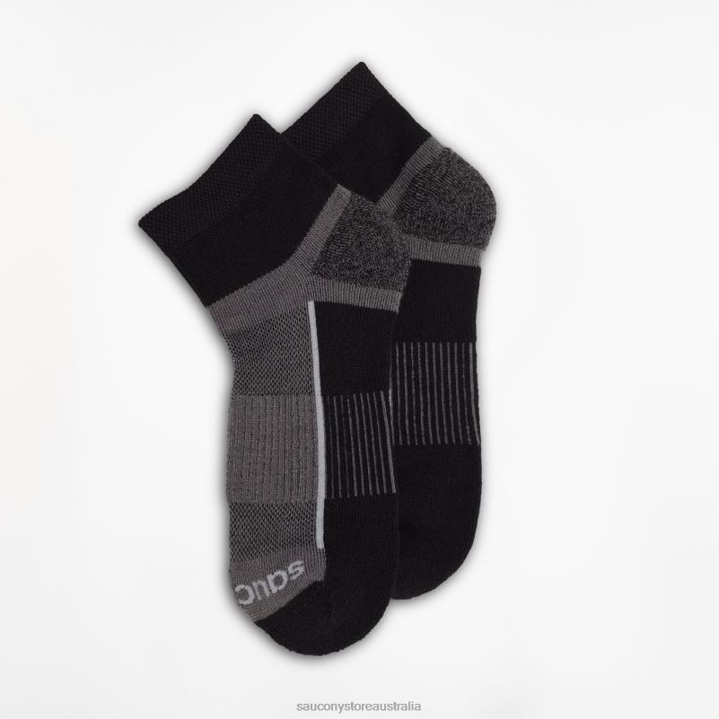 Saucony Men Inferno Quarter 3-Pack Socks 8460X481 Black