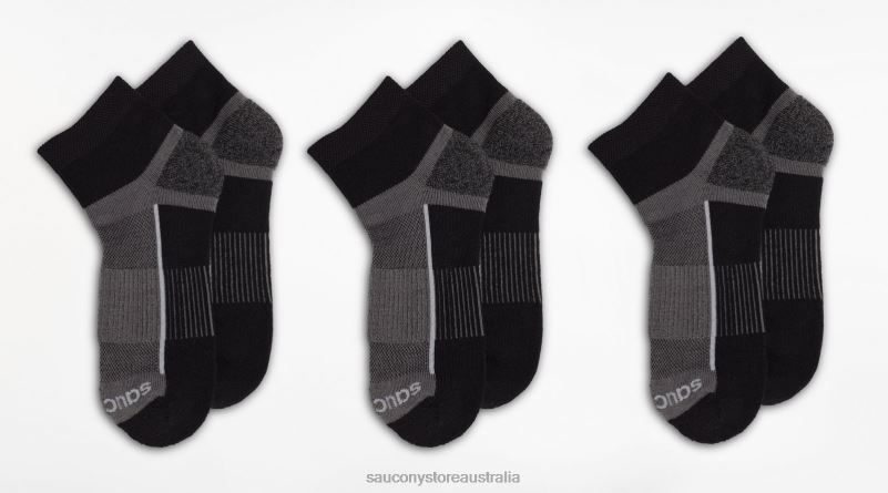 Saucony Men Inferno Quarter 3-Pack Socks 8460X481 Black