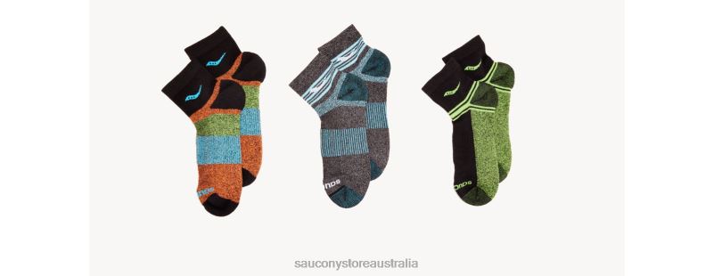 Saucony Men Inferno Quarter 3-Pack Socks 8460X483 Bright Future