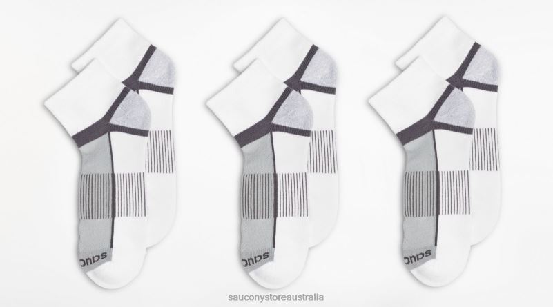 Saucony Men Inferno Quarter 3-Pack Socks 8460X484 White