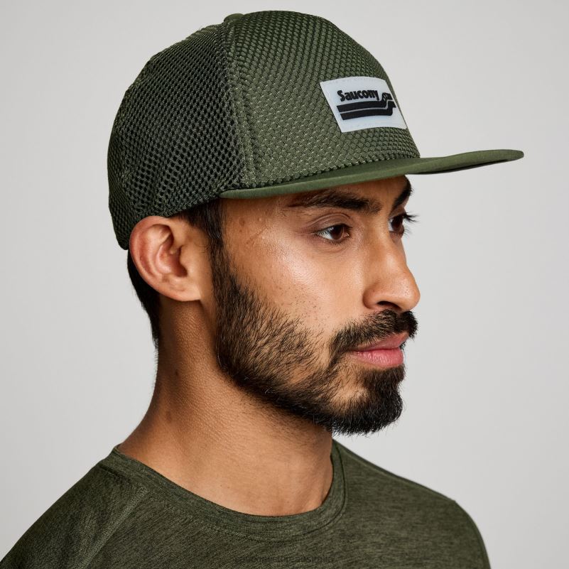 Saucony Men Outpace Mesh Trucker Hat 8460X452 Climbing Ivy