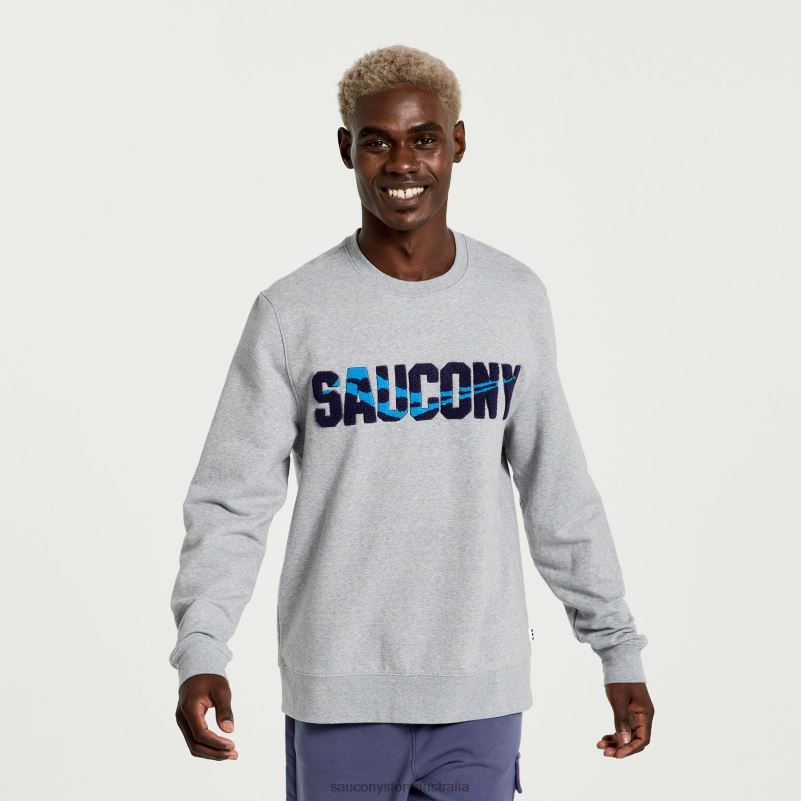 Saucony Men Rested Crewneck 8460X370 Light Grey Heather Graphic