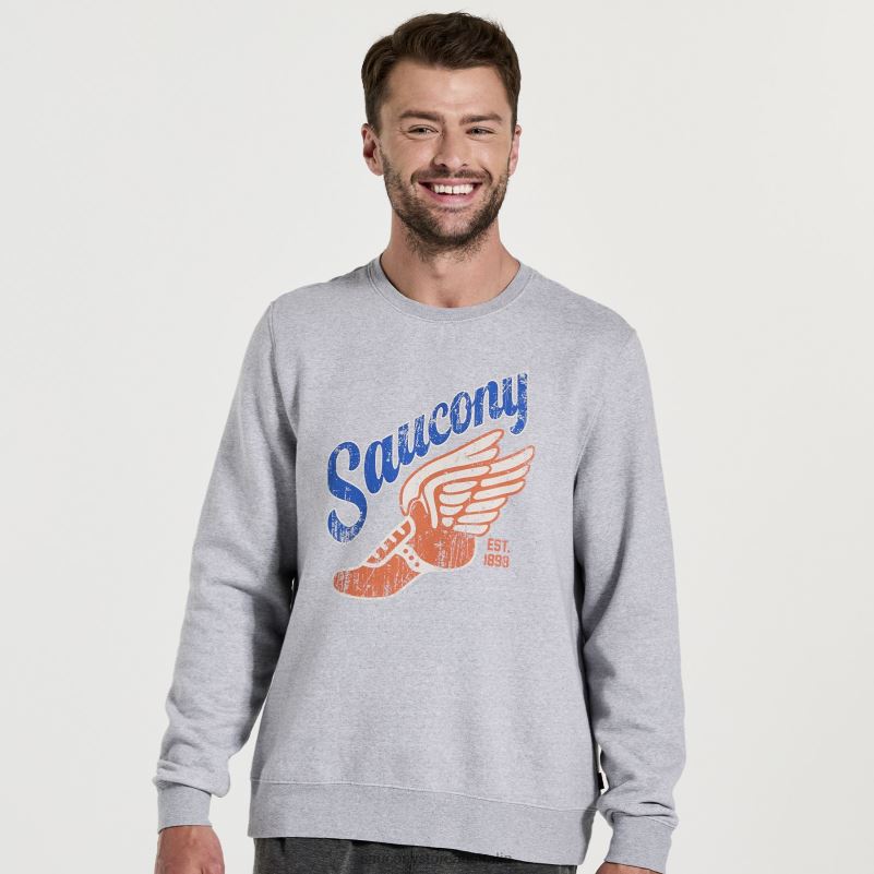 Saucony Men Rested Crewneck 8460X374 Light Grey Heather
