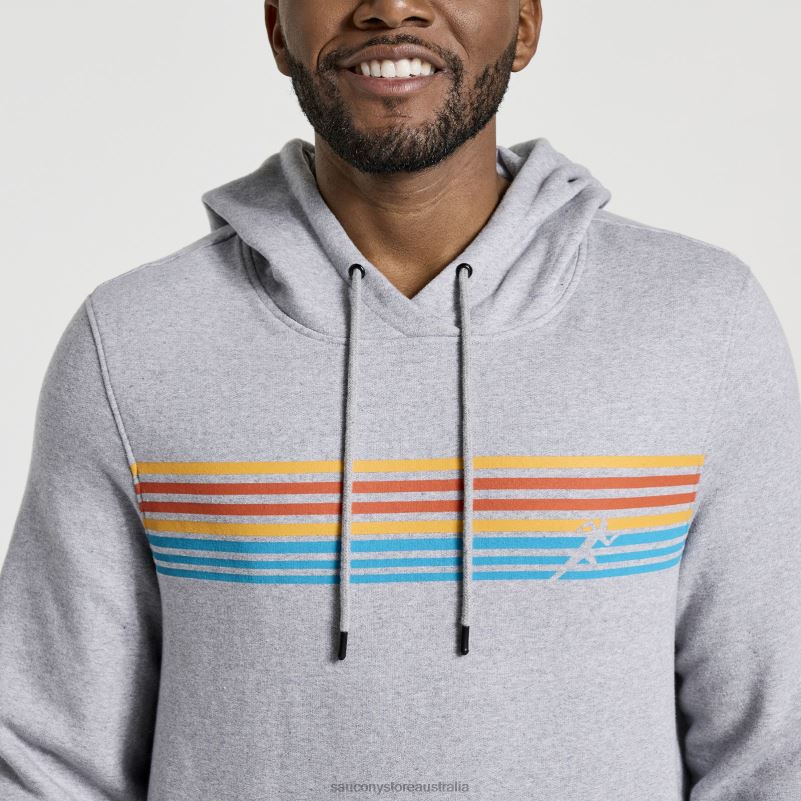 Saucony Men Rested Hoodie 8460X385 Light Grey Heather