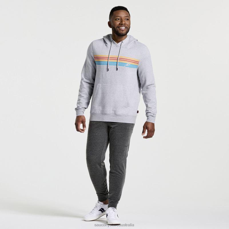 Saucony Men Rested Hoodie 8460X385 Light Grey Heather