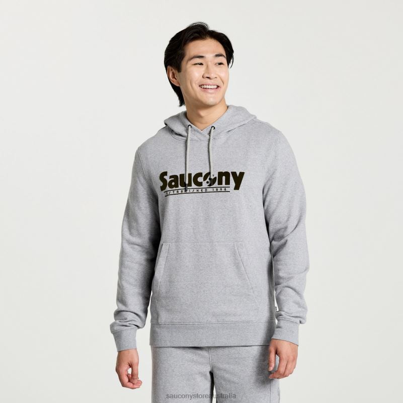 Saucony Men Rested Hoodie 8460X386 Light Grey Heather Graphic
