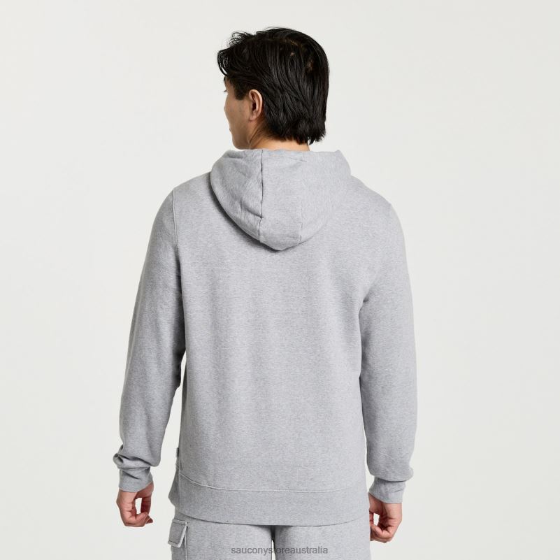 Saucony Men Rested Hoodie 8460X386 Light Grey Heather Graphic
