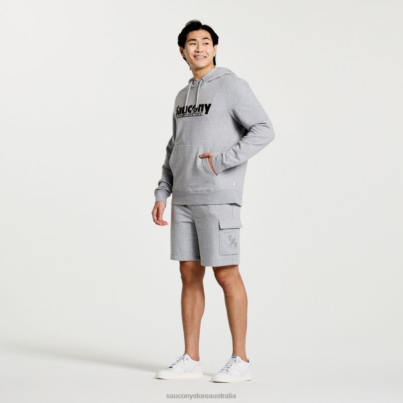 Saucony Men Rested Hoodie 8460X386 Light Grey Heather Graphic