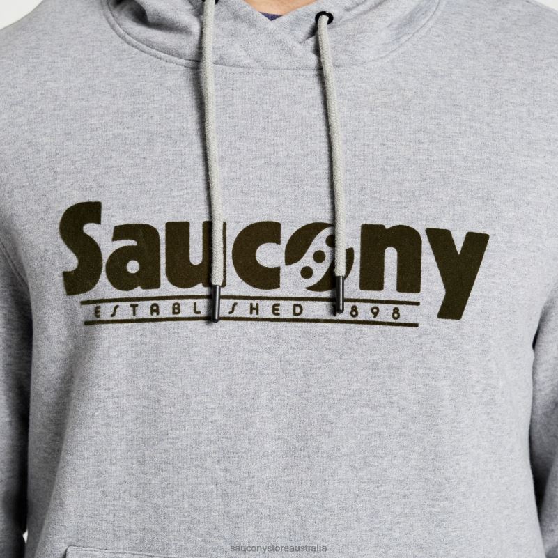 Saucony Men Rested Hoodie 8460X386 Light Grey Heather Graphic