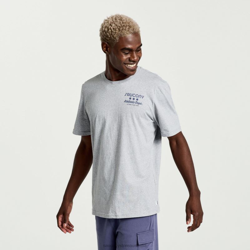 Saucony Men Rested T-Shirt 8460X354 Light Grey Heather Graphic