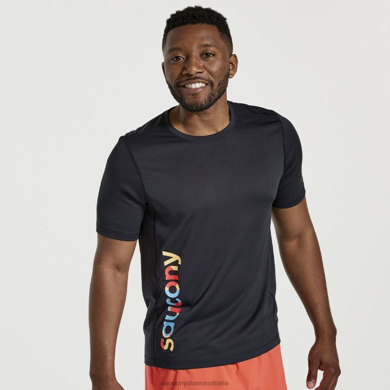 Saucony Men Stopwatch Graphic Short Sleeve 8460X345 Black Graphic