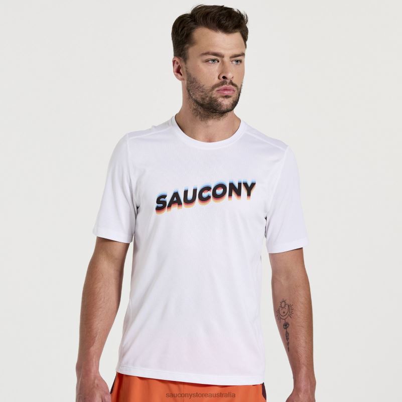 Saucony Men Stopwatch Graphic Short Sleeve 8460X349 White Graphic