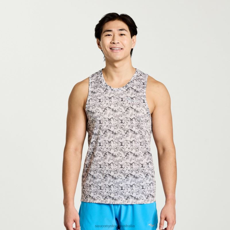 Saucony Men Stopwatch Graphic Singlet 8460X366 Lunar Rock Camo Print