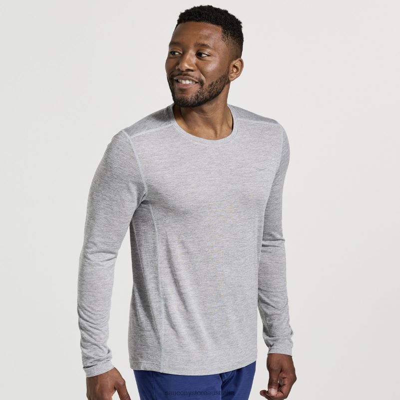 Saucony Men Stopwatch Long Sleeve 8460X340 Light Grey Heather