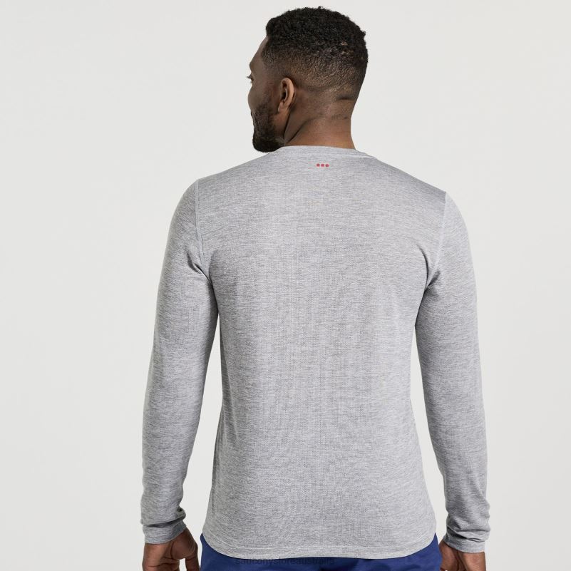 Saucony Men Stopwatch Long Sleeve 8460X340 Light Grey Heather