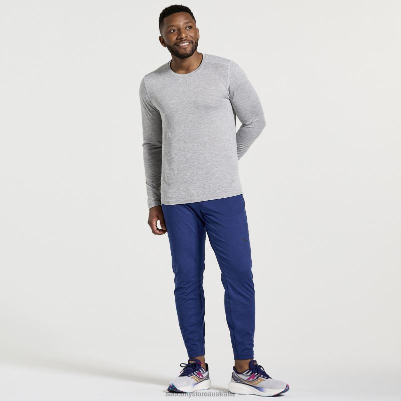 Saucony Men Stopwatch Long Sleeve 8460X340 Light Grey Heather