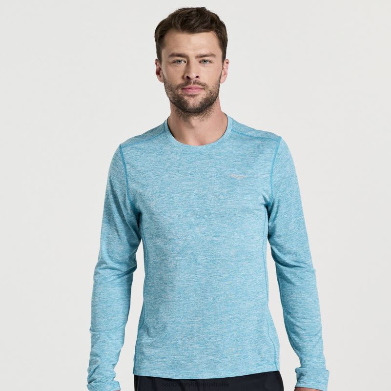 Saucony Men Stopwatch Long Sleeve 8460X342 Turquoise Heather