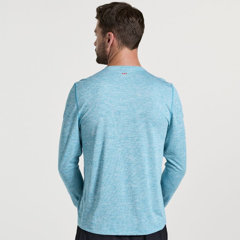 Saucony Men Stopwatch Long Sleeve 8460X342 Turquoise Heather