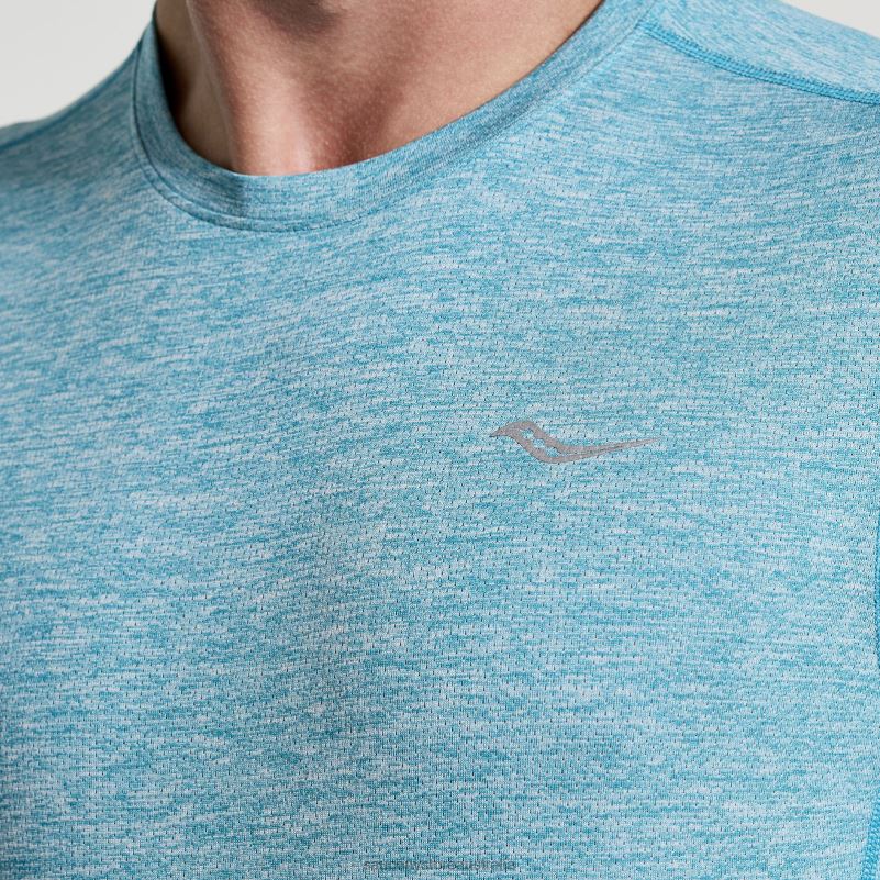 Saucony Men Stopwatch Long Sleeve 8460X342 Turquoise Heather