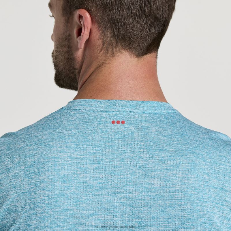 Saucony Men Stopwatch Long Sleeve 8460X342 Turquoise Heather