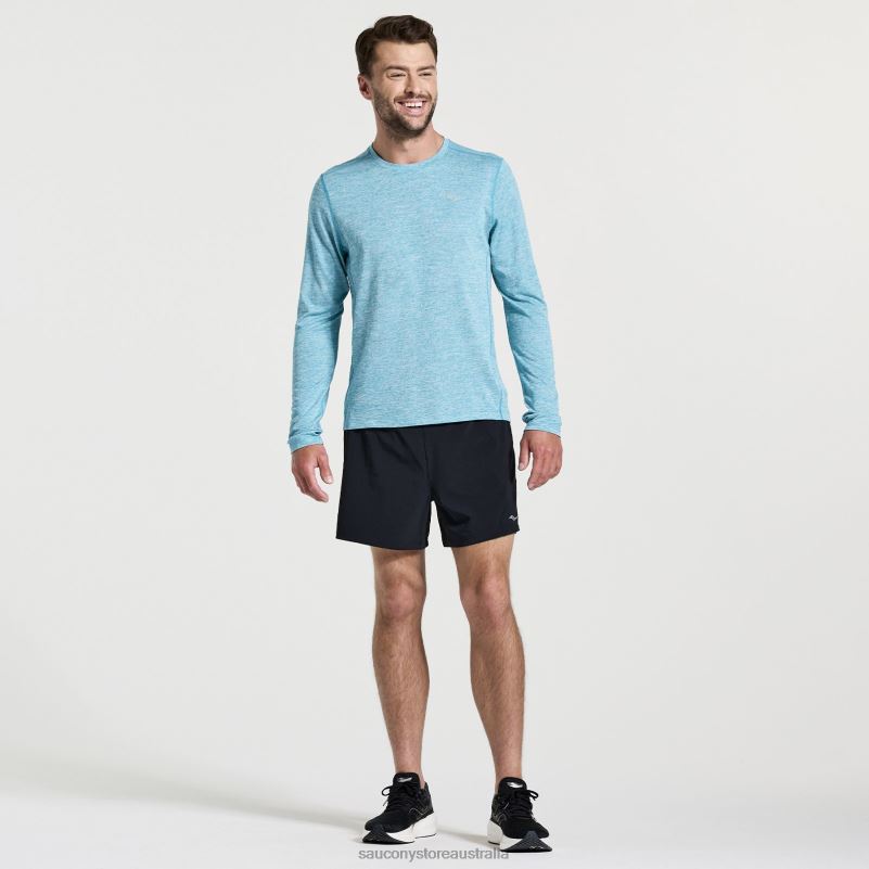 Saucony Men Stopwatch Long Sleeve 8460X342 Turquoise Heather
