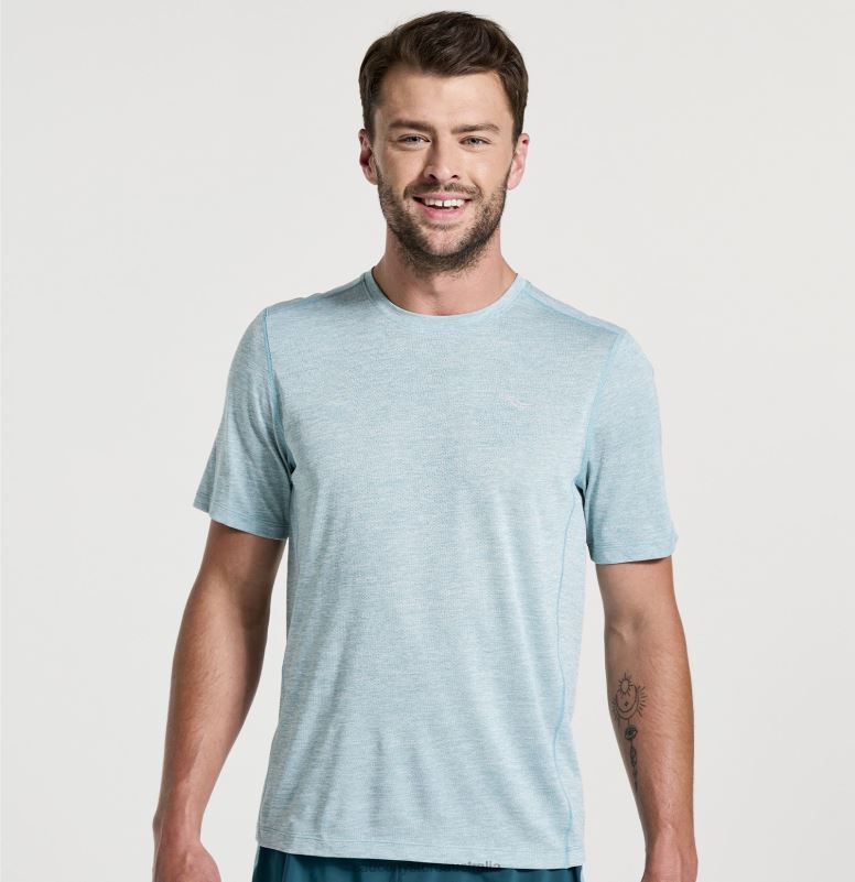 Saucony Men Stopwatch Short Sleeve 8460X320 Rainfall Heather