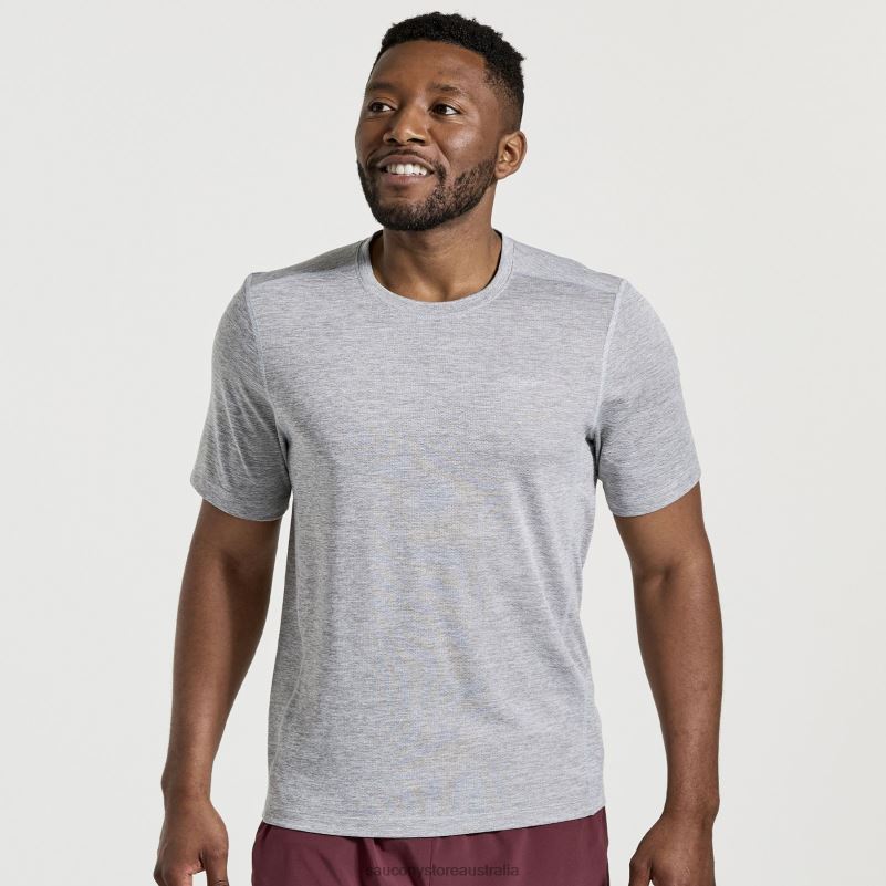 Saucony Men Stopwatch Short Sleeve 8460X326 Light Grey Heather