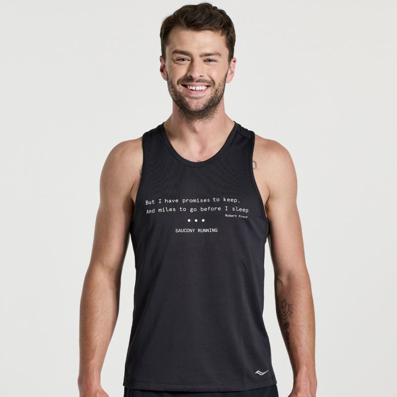 Saucony Men Stopwatch Singlet 8460X306 Black Graphic