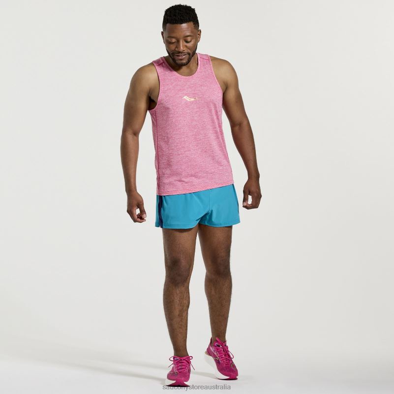Saucony Men Stopwatch Singlet 8460X307 Flame Quartz Heather