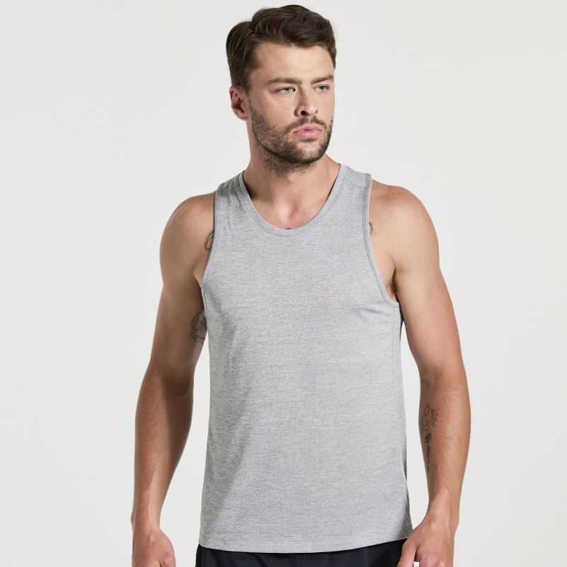 Saucony Men Stopwatch Singlet 8460X308 Light Grey Heather