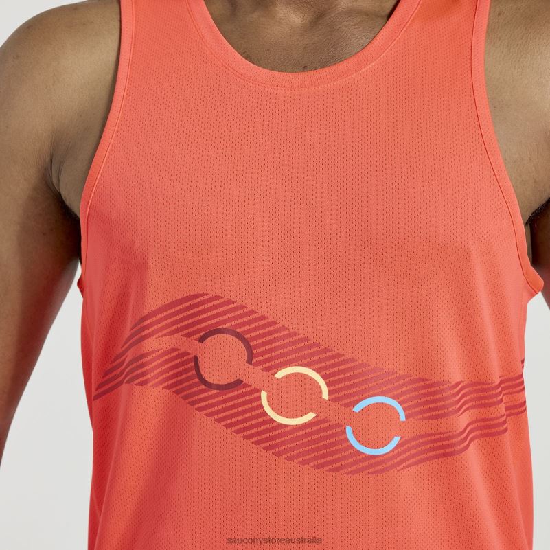Saucony Men Stopwatch Singlet 8460X313 ViZiRed Graphic
