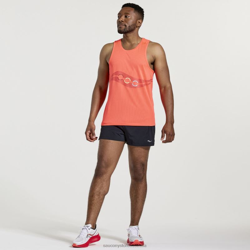 Saucony Men Stopwatch Singlet 8460X313 ViZiRed Graphic