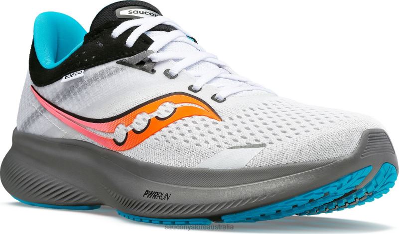 Saucony Men Ride 16 8460X11 White/Gravel