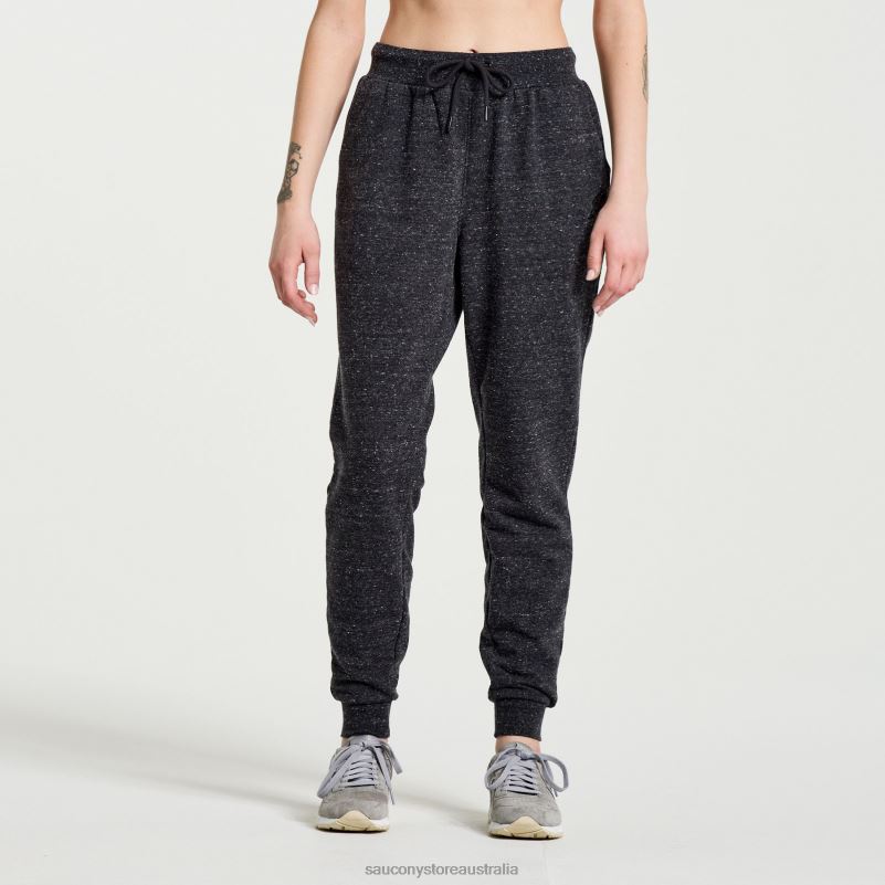 Saucony Women Rested Sweatpant 8460X848 Black Heather Graphic
