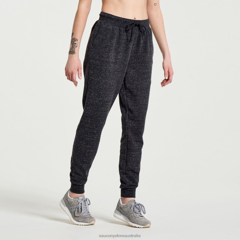 Saucony Women Rested Sweatpant 8460X848 Black Heather Graphic