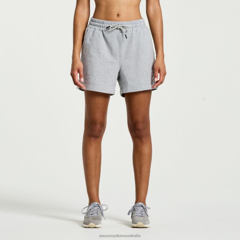 Saucony Women Rested Sweat Short 8460X831 Light Grey Heather Graphic
