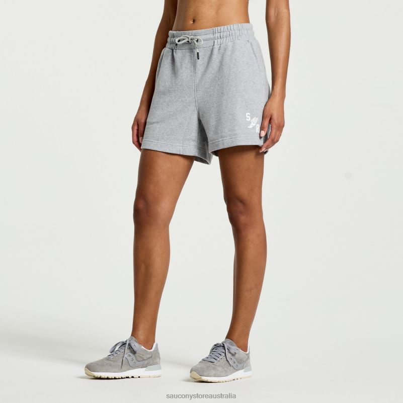 Saucony Women Rested Sweat Short 8460X831 Light Grey Heather Graphic