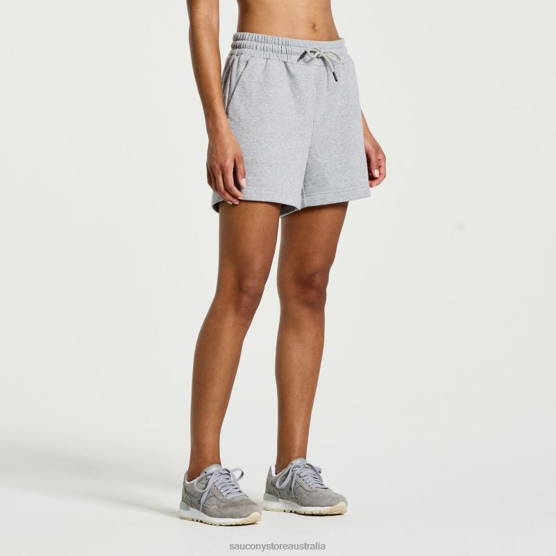 Saucony Women Rested Sweat Short 8460X831 Light Grey Heather Graphic