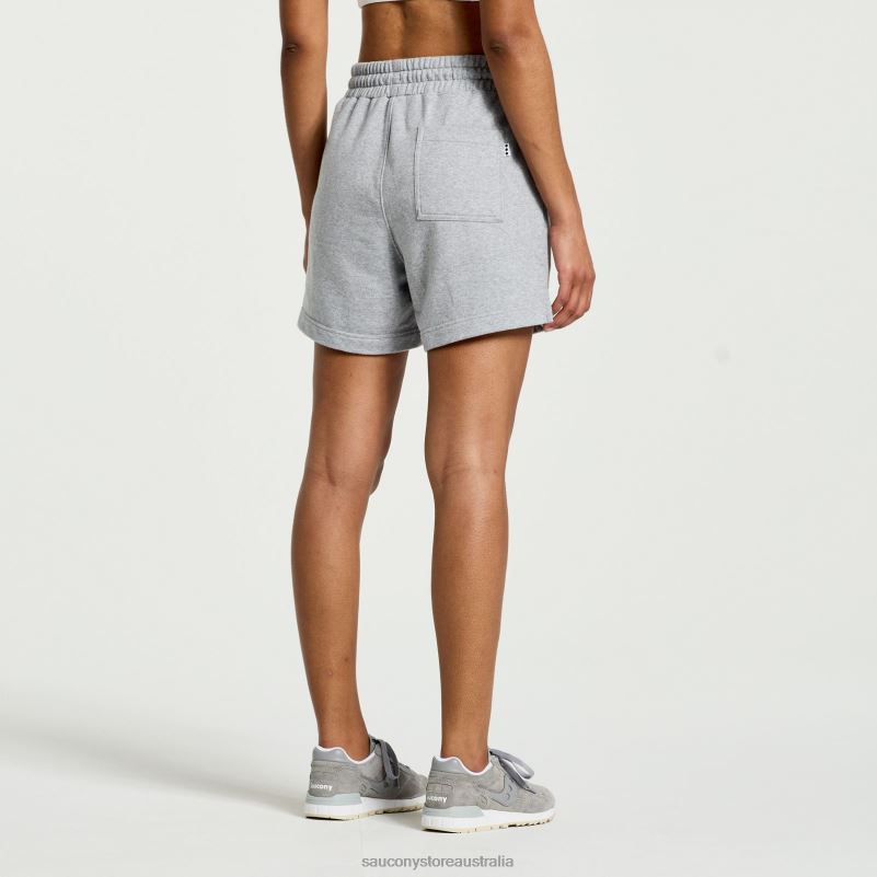 Saucony Women Rested Sweat Short 8460X831 Light Grey Heather Graphic